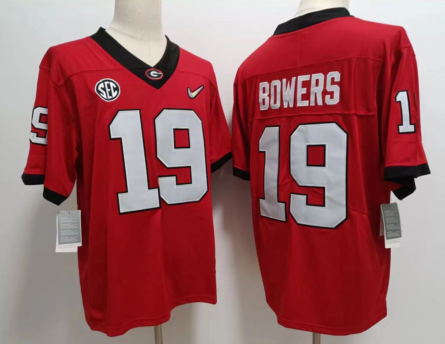 Men Georgia Bulldogs #19 Bowers Red 2024 Nike Vapor NCAA Jersey